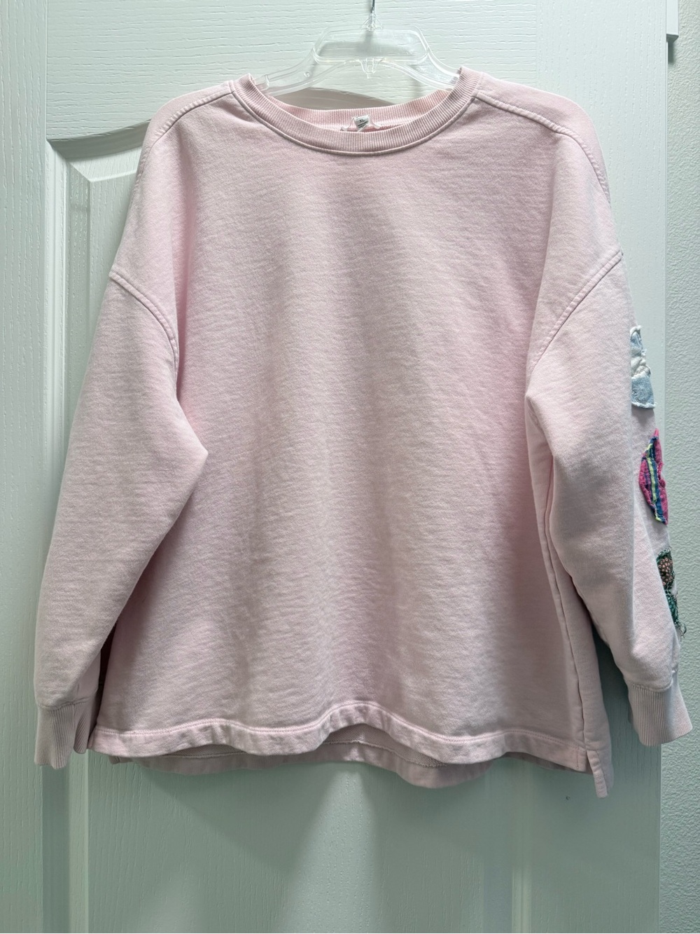 bp Light Pink Pullover Sweatshirt with Patchwork Flowers